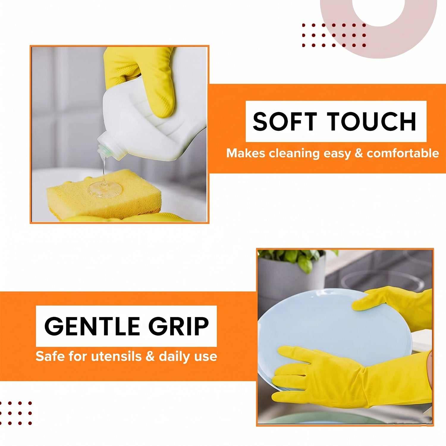 Yellow gloves for dishwashing use