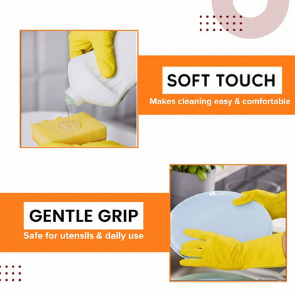 Yellow gloves for dishwashing use