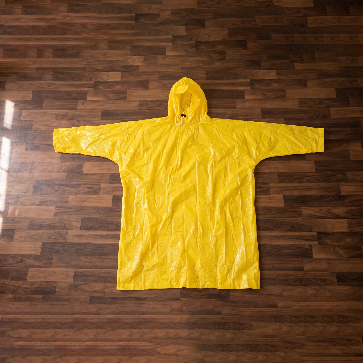 Reusable Waterproof Raincoat, Hooded Long Rain Poncho, Yellow (1 Pc)