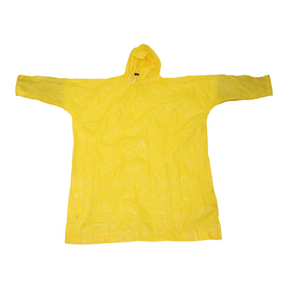Reusable Waterproof Raincoat, Hooded Long Rain Poncho, Yellow (1 Pc)