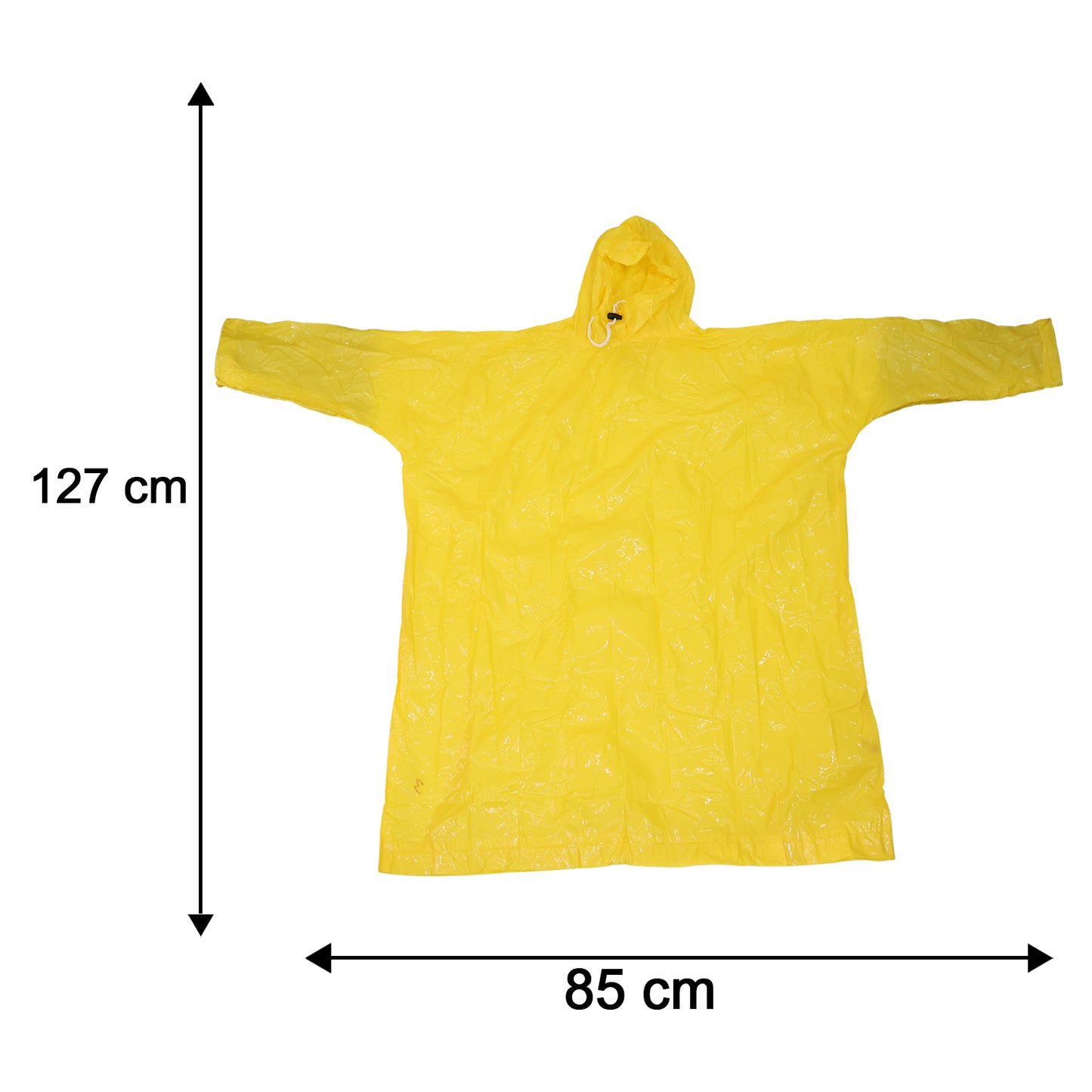 Reusable Waterproof Raincoat, Hooded Long Rain Poncho, Yellow (1 Pc)