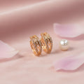 Gold-Tone CZ Studded Oval Hoop Earrings – Elegant Sparkle