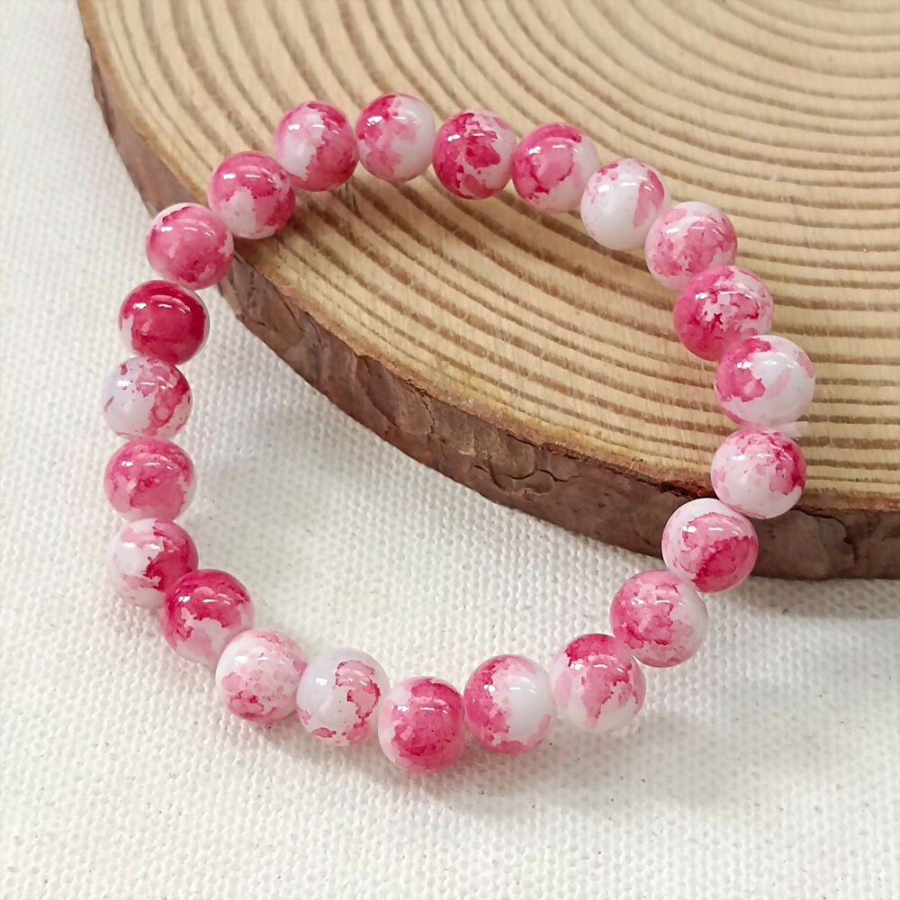 Pink Glass Beads Bracelet