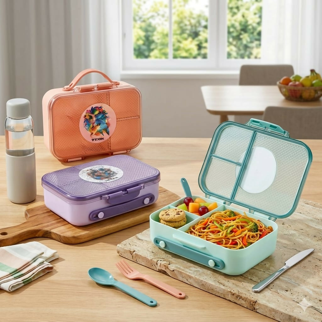 Stylish portable Bento Lunch Box in pastel teal color