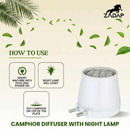 Zadap Wooden Kapoor Dani, Aroma Diffuser, Camphor Burner & Night Lamp