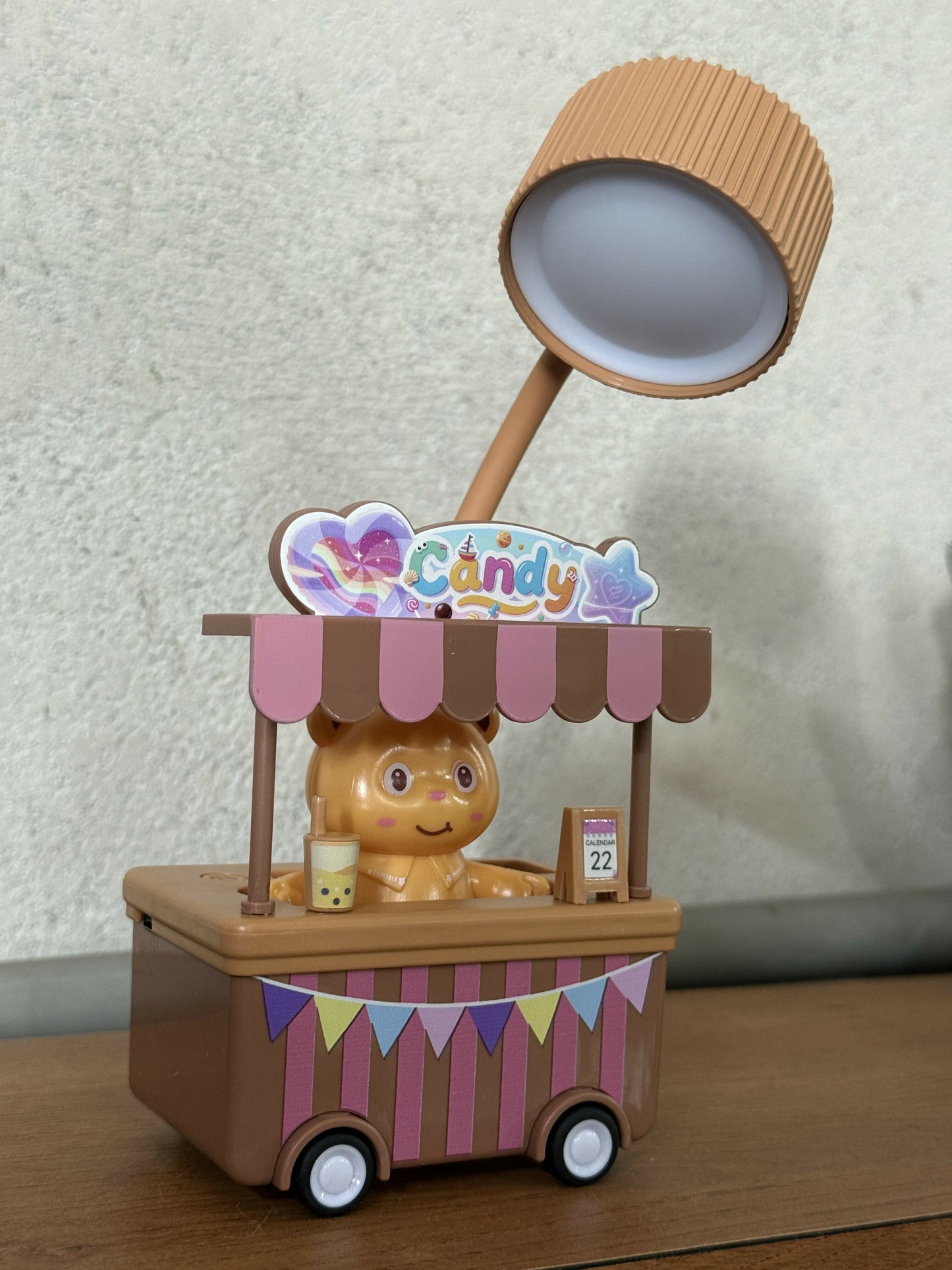 Cute Candy Cart Desk Lamp with Flexible Neck Night Light for Kids Room