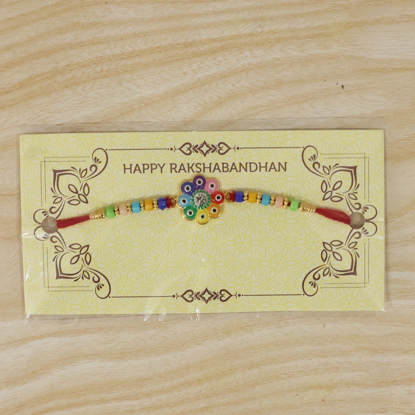Festive rakhi with flower design and beads