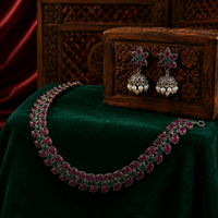 Rangeela gold green maroon stone necklace set with earrings elegant traditional set