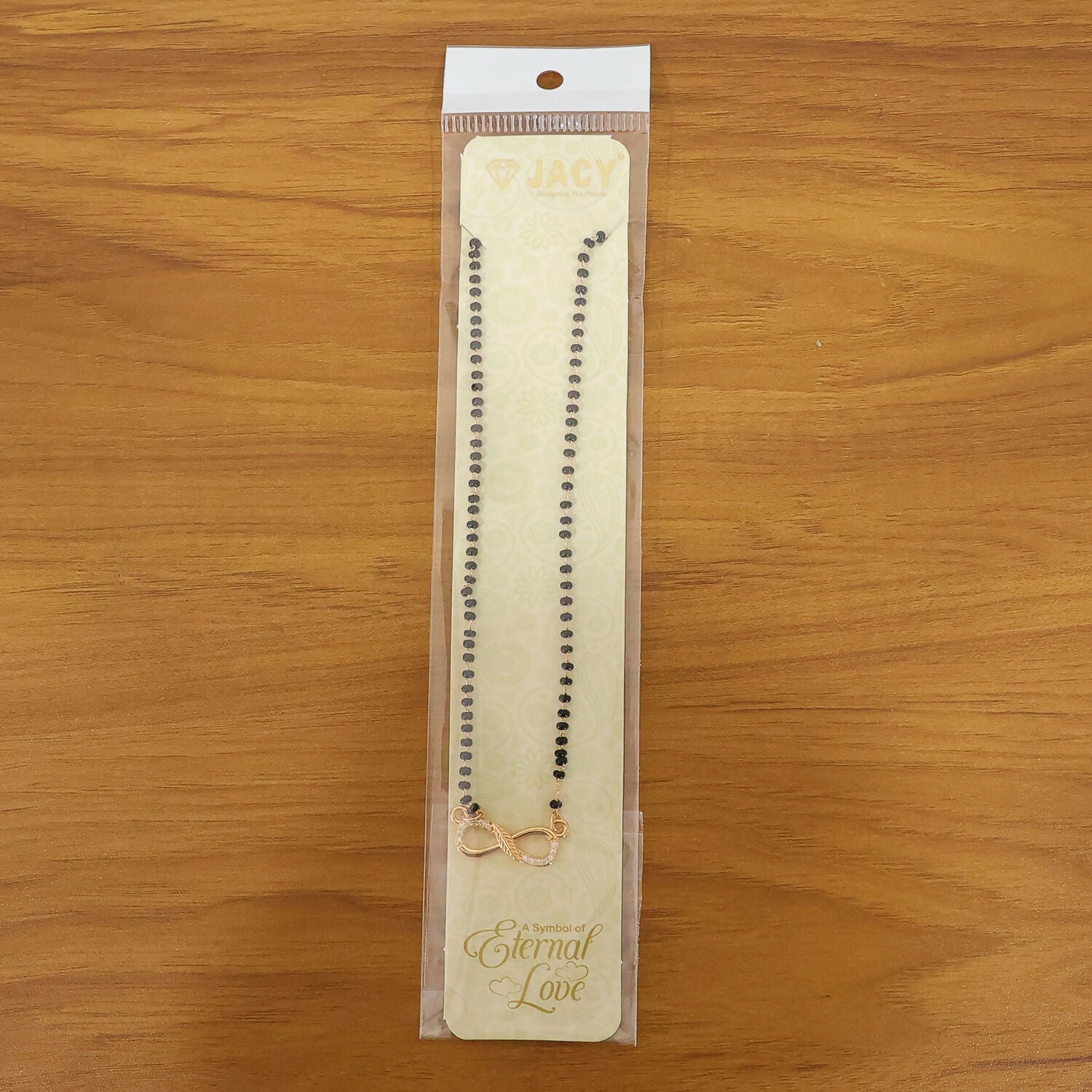 Rose Gold Finish Infinity Symbol CZ Pendant Single Strand Mangalsutra