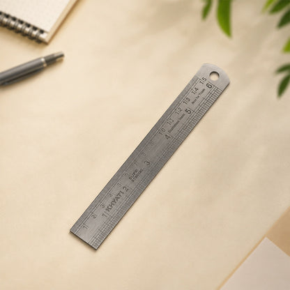 Side profile of Khyati stainless steel ruler with smooth edges