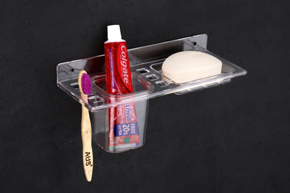 Soap dish with tumbler holder made of unbreakable ABS plastic bathroom accessory