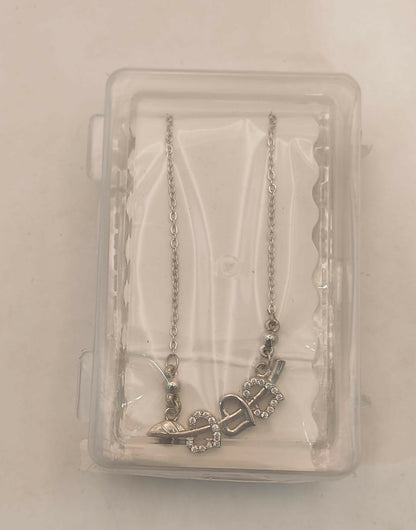 Stylish silver tone double heart pendant necklace symbolizing love and connection