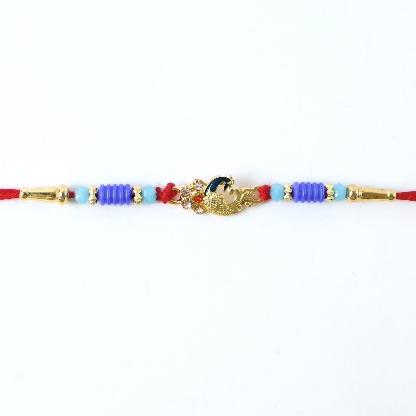 Detailed image of Antique Mini Peacock Designer Rakhi beads