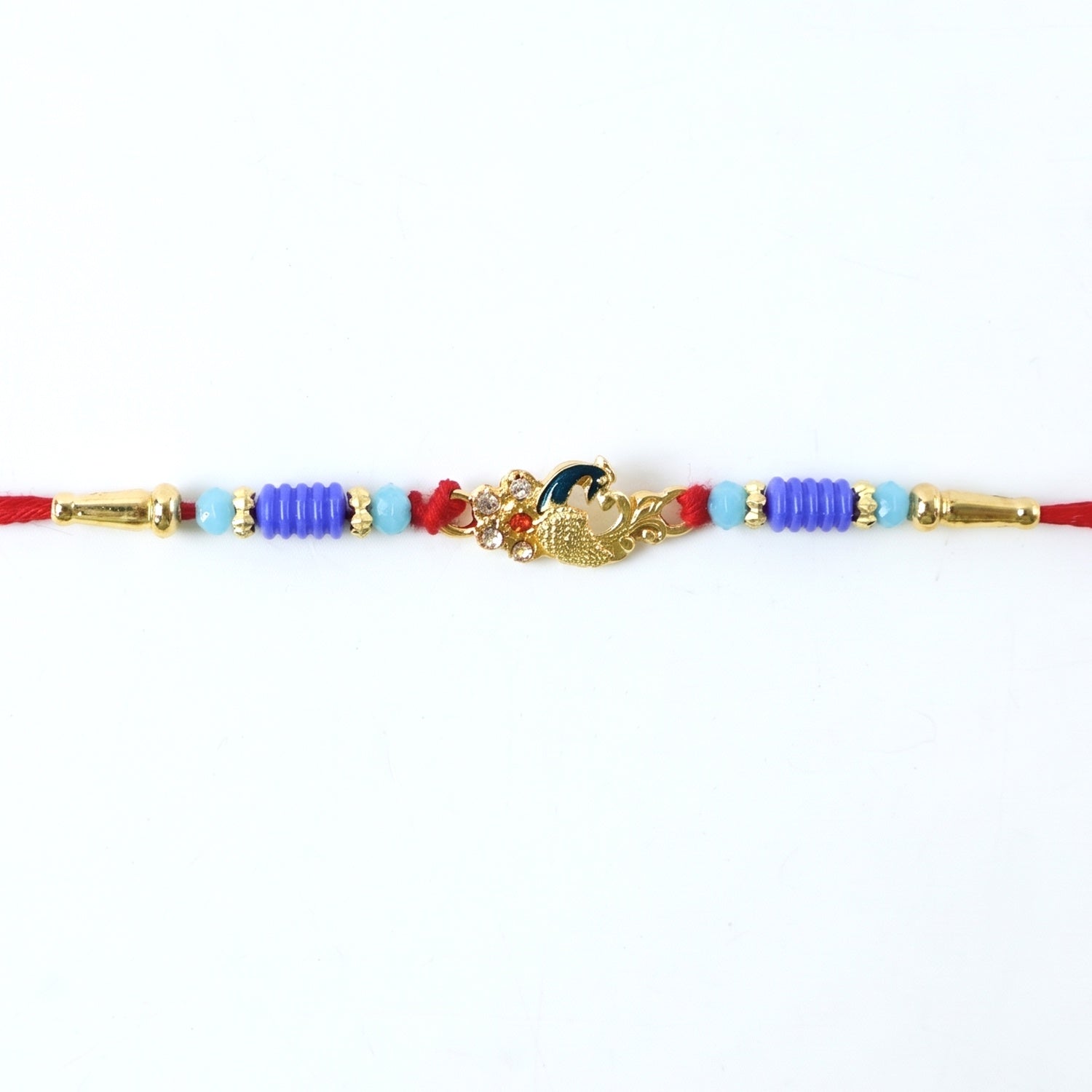 Detailed image of Antique Mini Peacock Designer Rakhi beads