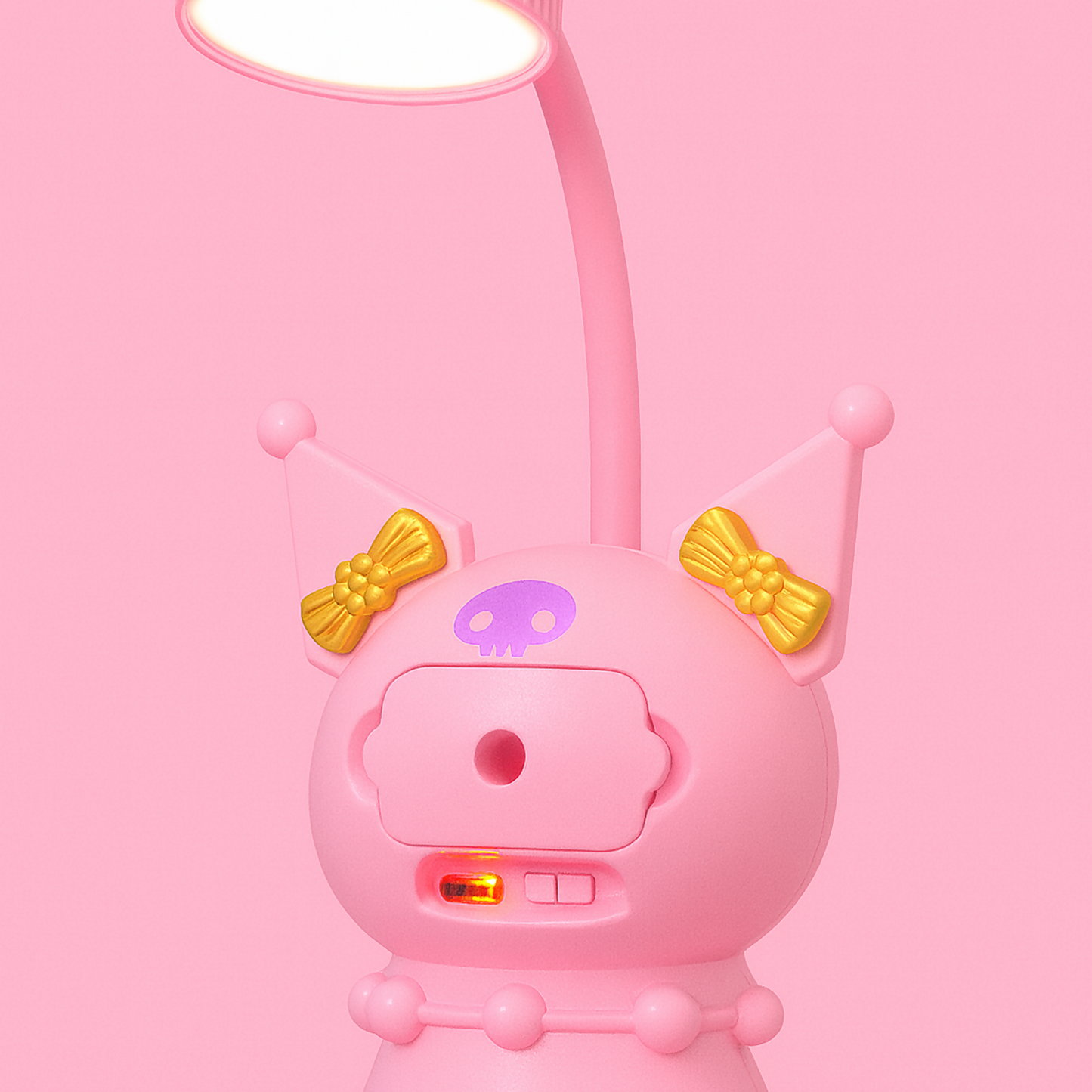 Cute Pink Character LED Table Lamp with Night Light & USB Charging