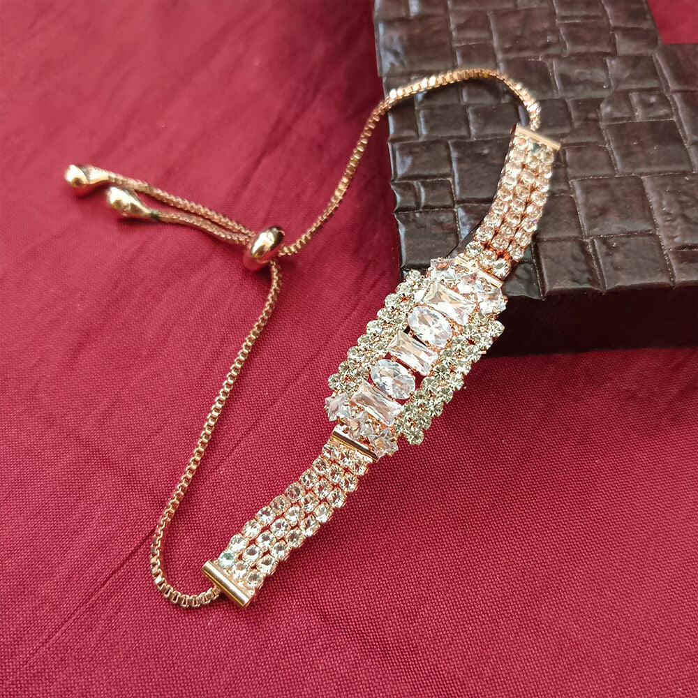 Rose Gold Plated Ad Stone Adjustable Bracelet