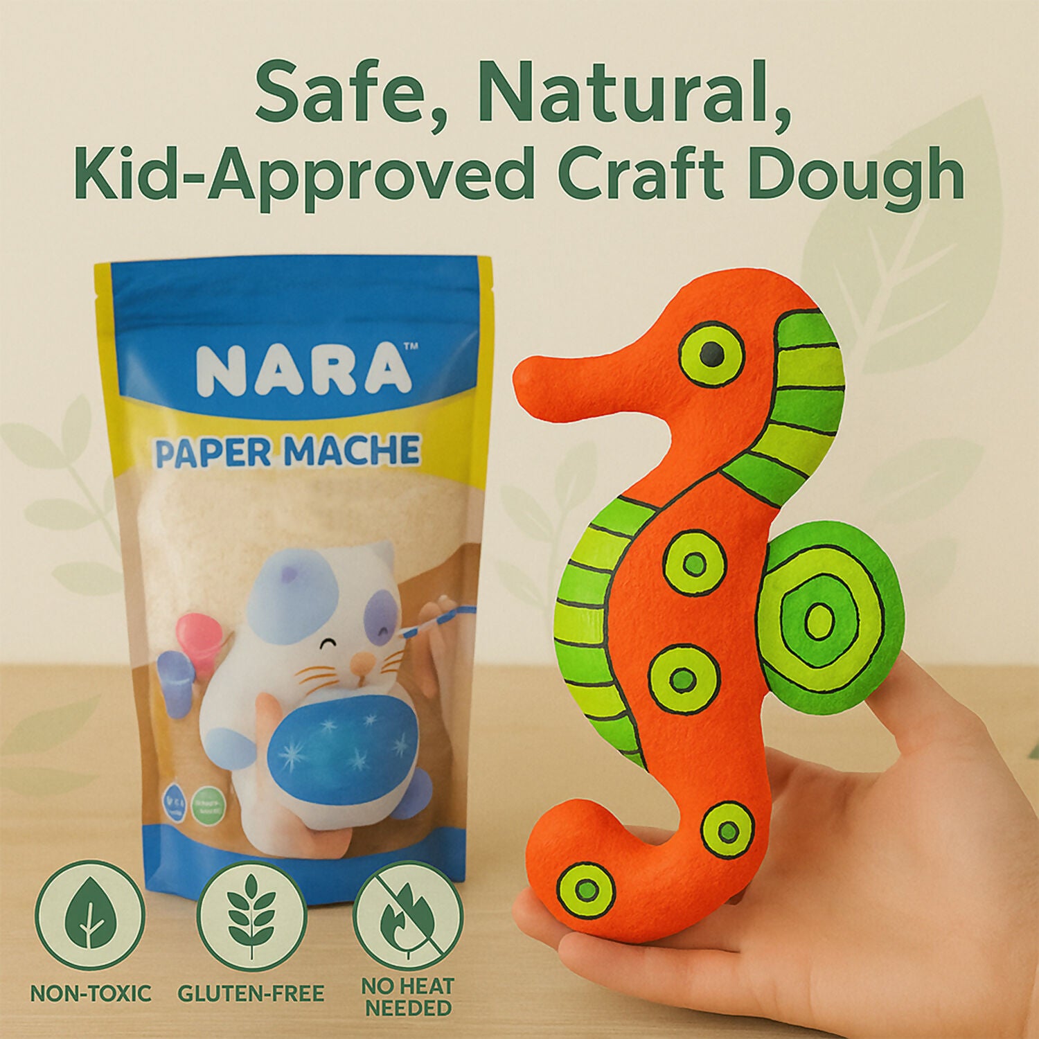 NARA Paper Mache Craft Dough Kit – DIY Sculpting, Painting & Air Dry Art Set for Kids