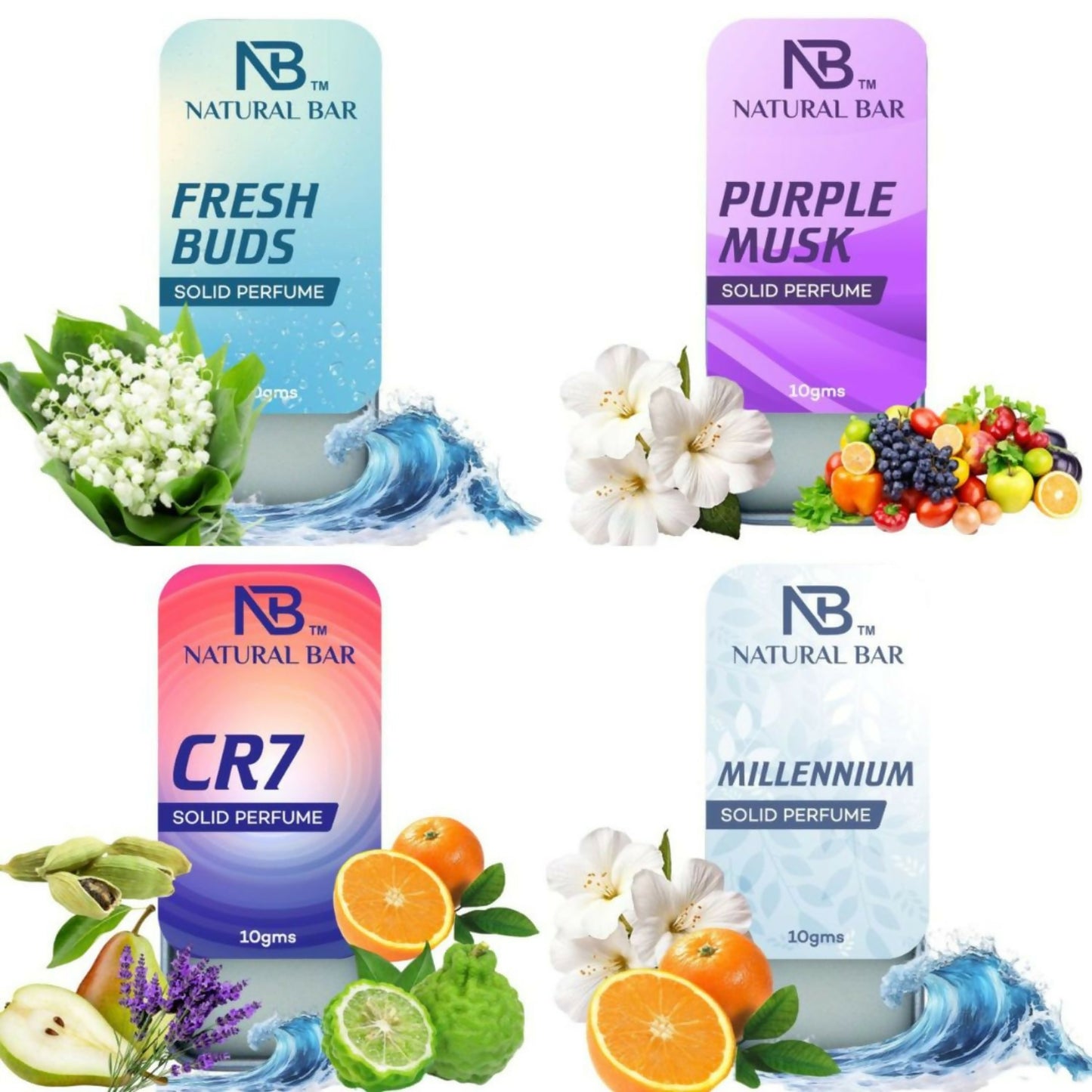 Alcohol-free solid perfume combo suitable for men and women fragrance lovers