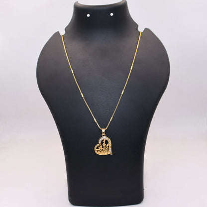 Gold-Plated Heart & Peacock Pendant Necklace For women and girls
