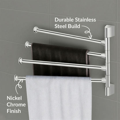 Premium Glossy Stainless Steel Wall Mounted 4 Rod Towel Holder Rack