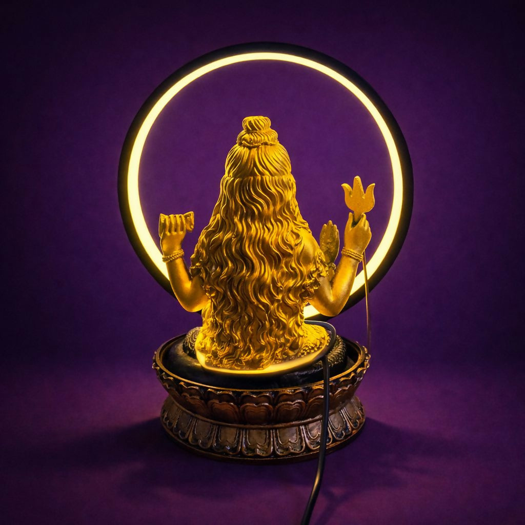 Lord Shiva LED Water Fountain with Halo Ring Light