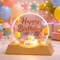 LED Happy Birthday Night Lamp – Festive Acrylic Decor with Wooden Base