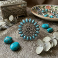 Vintage Turquoise Floral Statement Ring for Women | Elegant Party Jewellery
