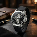 Analogue Wrist Watch with Round Dial, Subdial Styling and Adjustable Black Strap for Everyday Wear