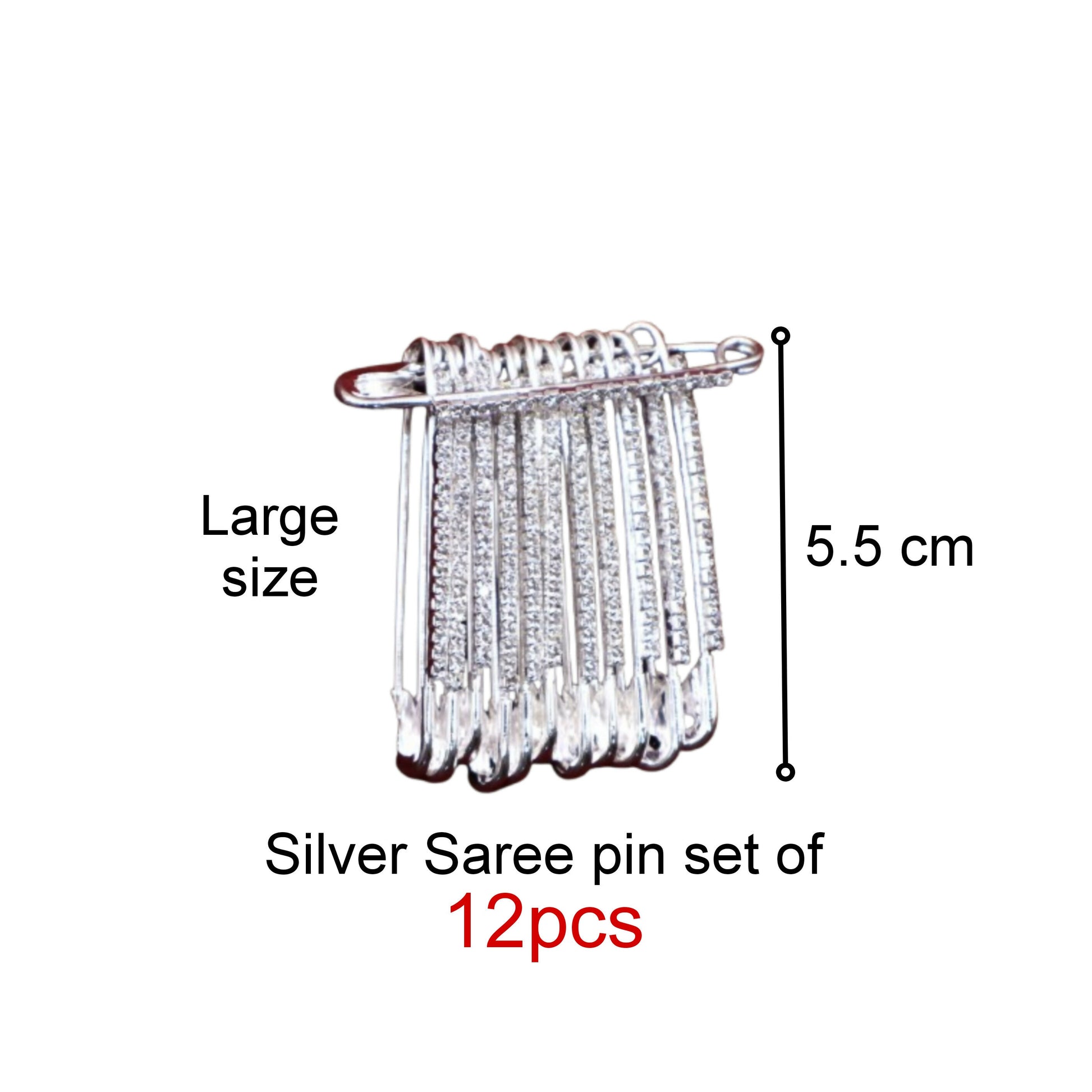 Silver Crystal Saree Pin Brooch - Dangle Rhinestone Cascade Pin Jewelry