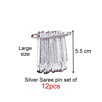 Silver Crystal Saree Pin Brooch - Dangle Rhinestone Cascade Pin Jewelry