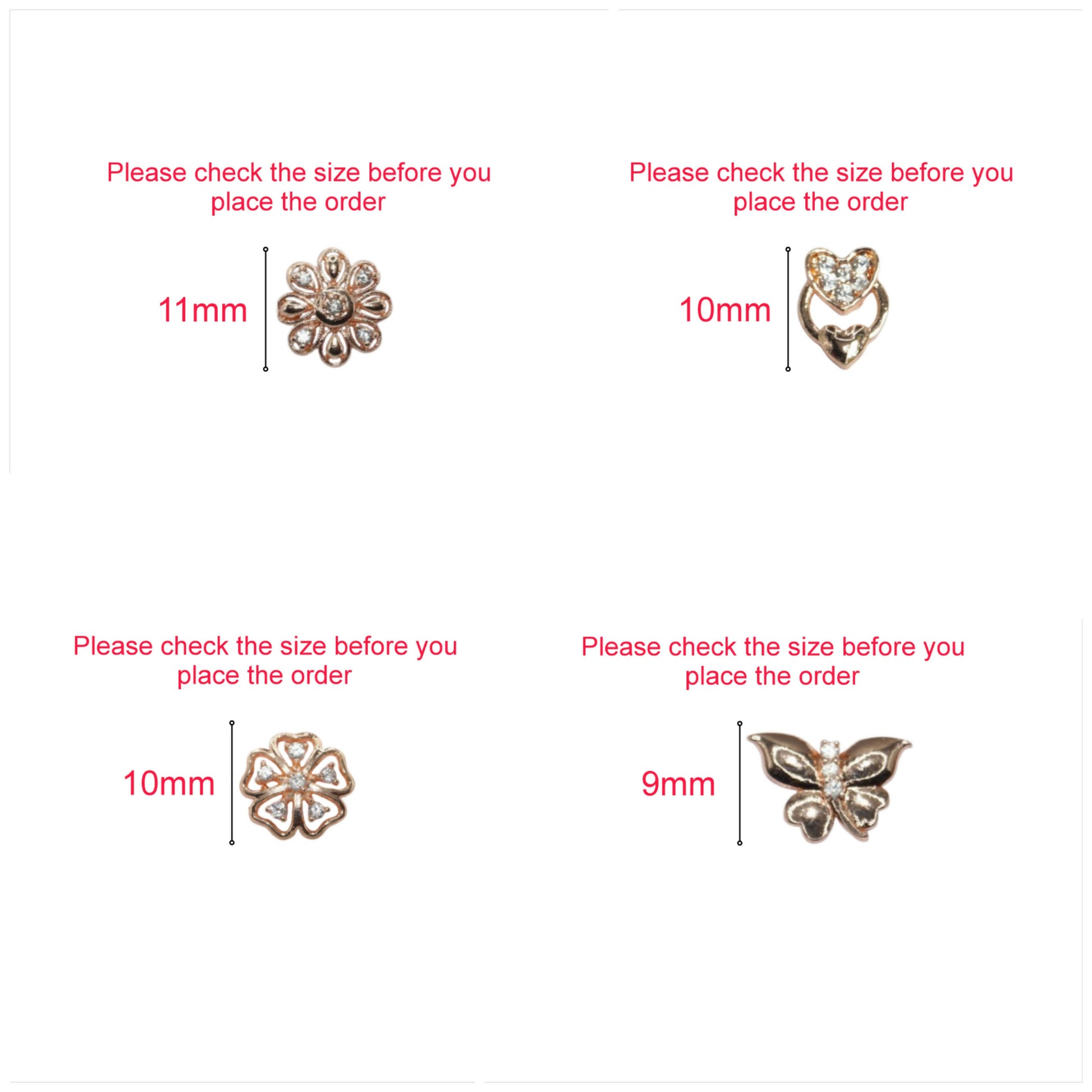 Rose Gold Stud Earrings Combo: Heart, Butterfly, Flower for women and girls Combo Pack of 4