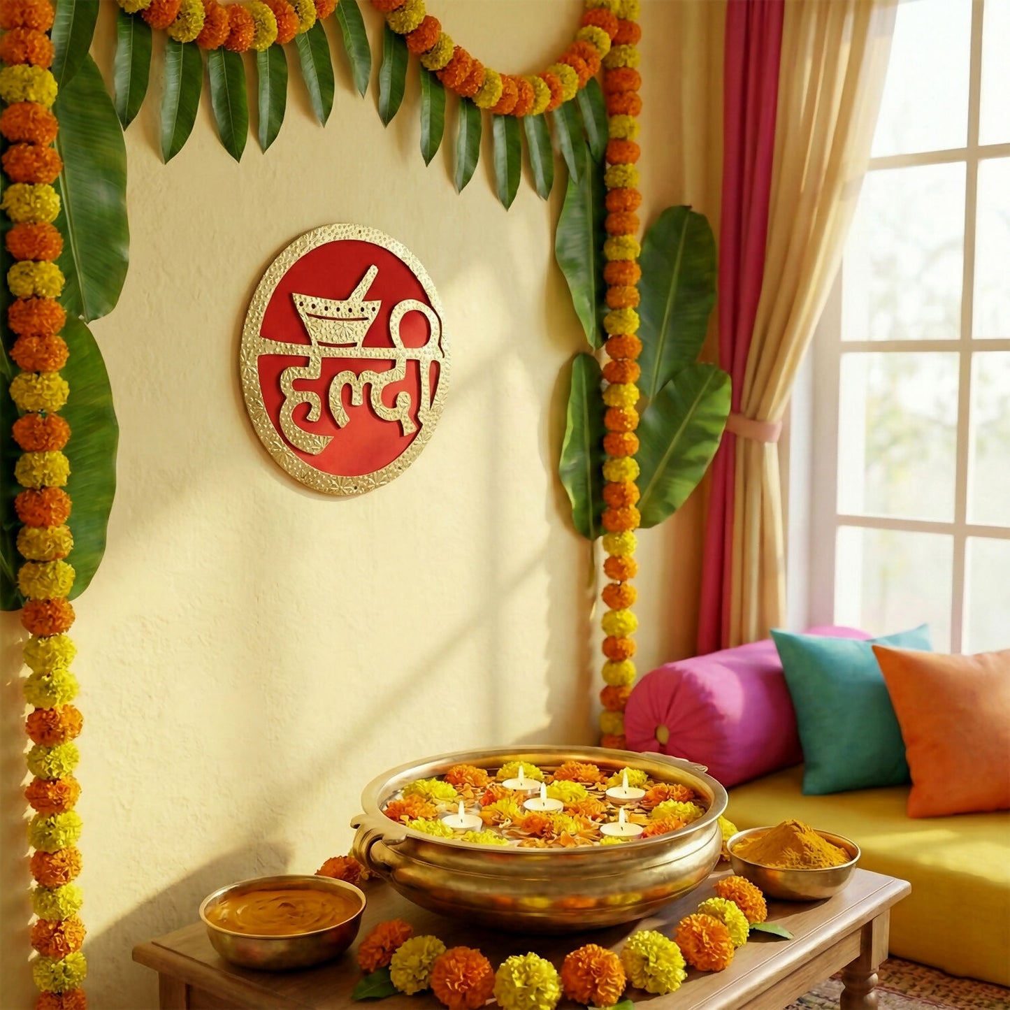 Haldi Ceremony Wall Hanging  Bright Festive Decor for Wedding Functions