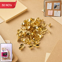 Golden Metal Drawing Pins for Notice Board, Office & School Use 100 No's
