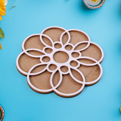 Wooden Rangoli Stencil | Round Petal Flower Design