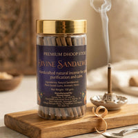 Divine Sandalwood Premium Dhoop Sticks Natural Incense Sticks for Spiritual Purification Long Lasting Aroma (100Gm)
