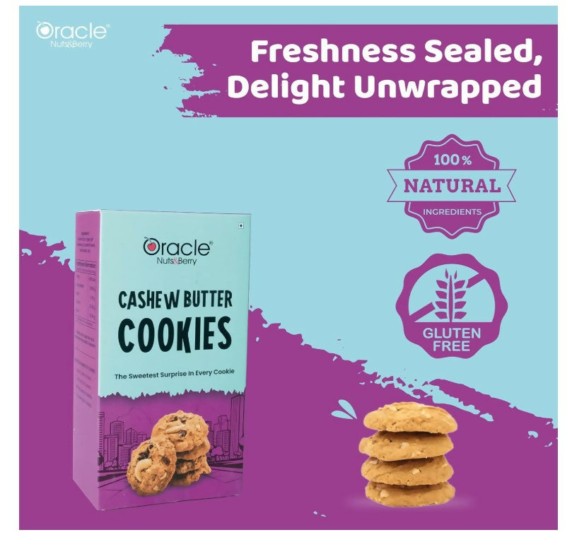 Close-up of Oracle cashew butter cookies showing their crunchy texture