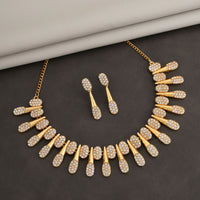 Modern Gold-Toned American Diamond Tassel Necklace Set