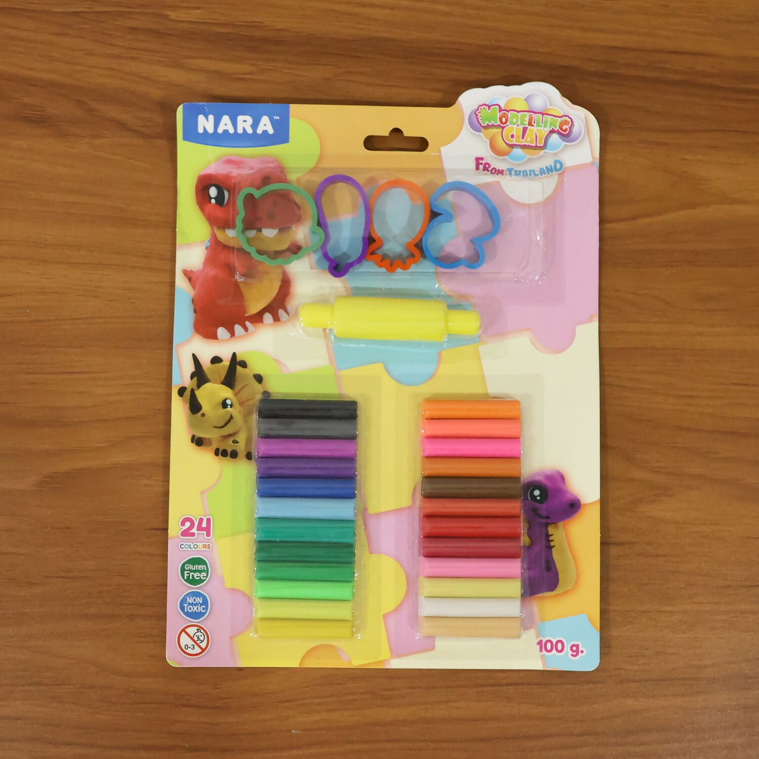 NARA Kids Creative Modelling Clay Set 24 Colors with Moulds & Roller Educational DIY Art & Craft Play Dough Kit (100Gm)