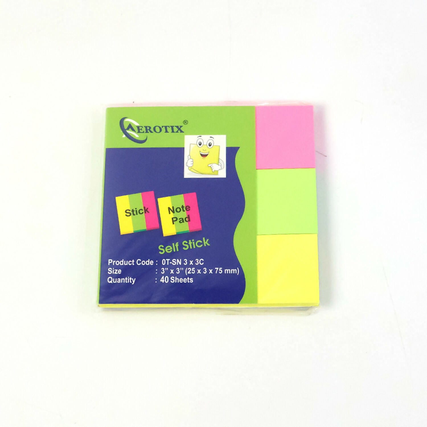 Self Sticky Notes Pad 3 Multicolour with Strong Adhesive (25×3×75 mm, 40 Sheets, 6 Pack Combo)