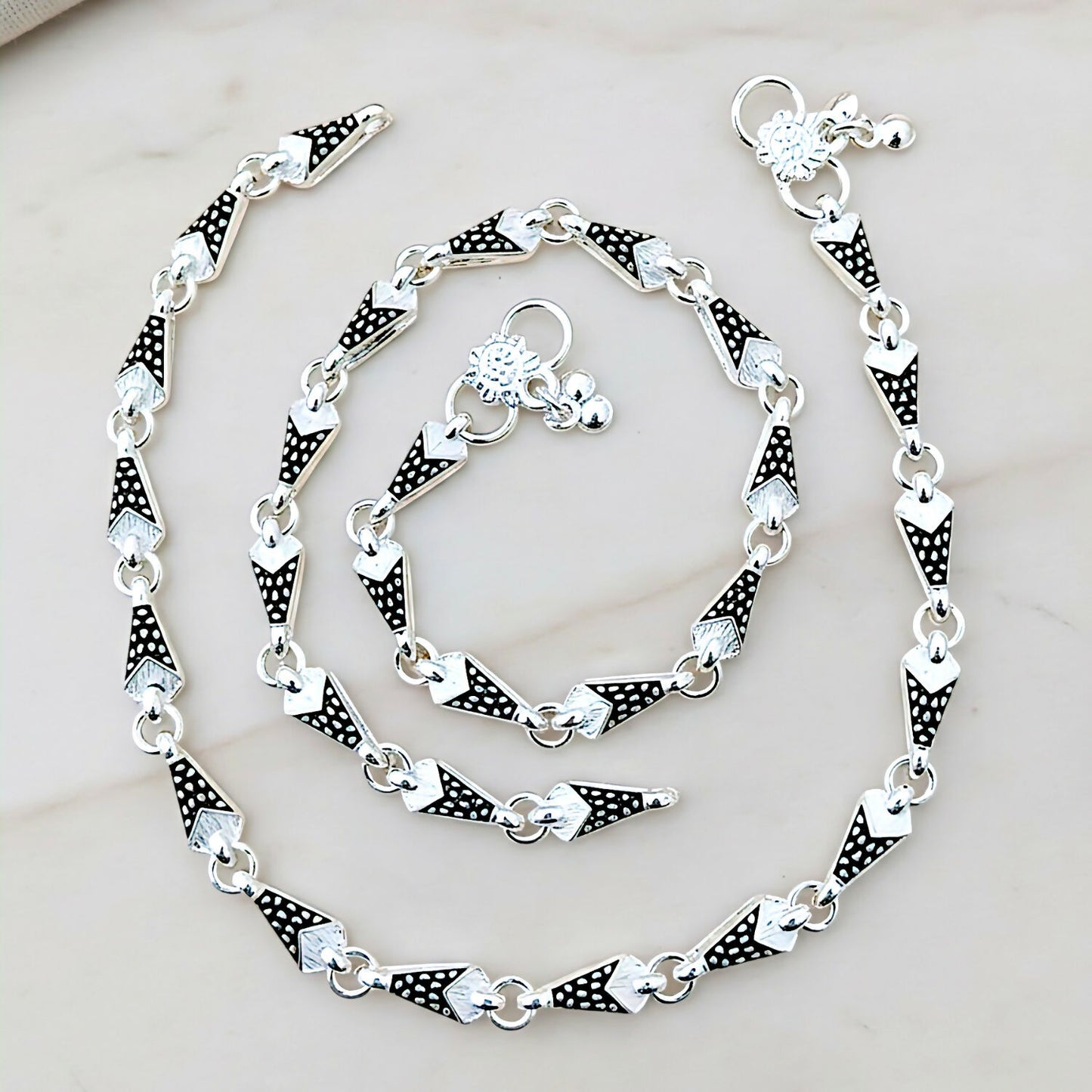 Silver-Plated Traditional Meenakari Anklets