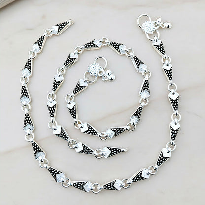 Silver-Plated Traditional Meenakari Anklets