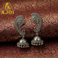 Peacock Jhumka Silver Earrings – Handcrafted Heritage Design