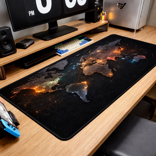 Uniteq World Map Extended Mouse Pad Large Non-Slip Waterproof Desk Mat