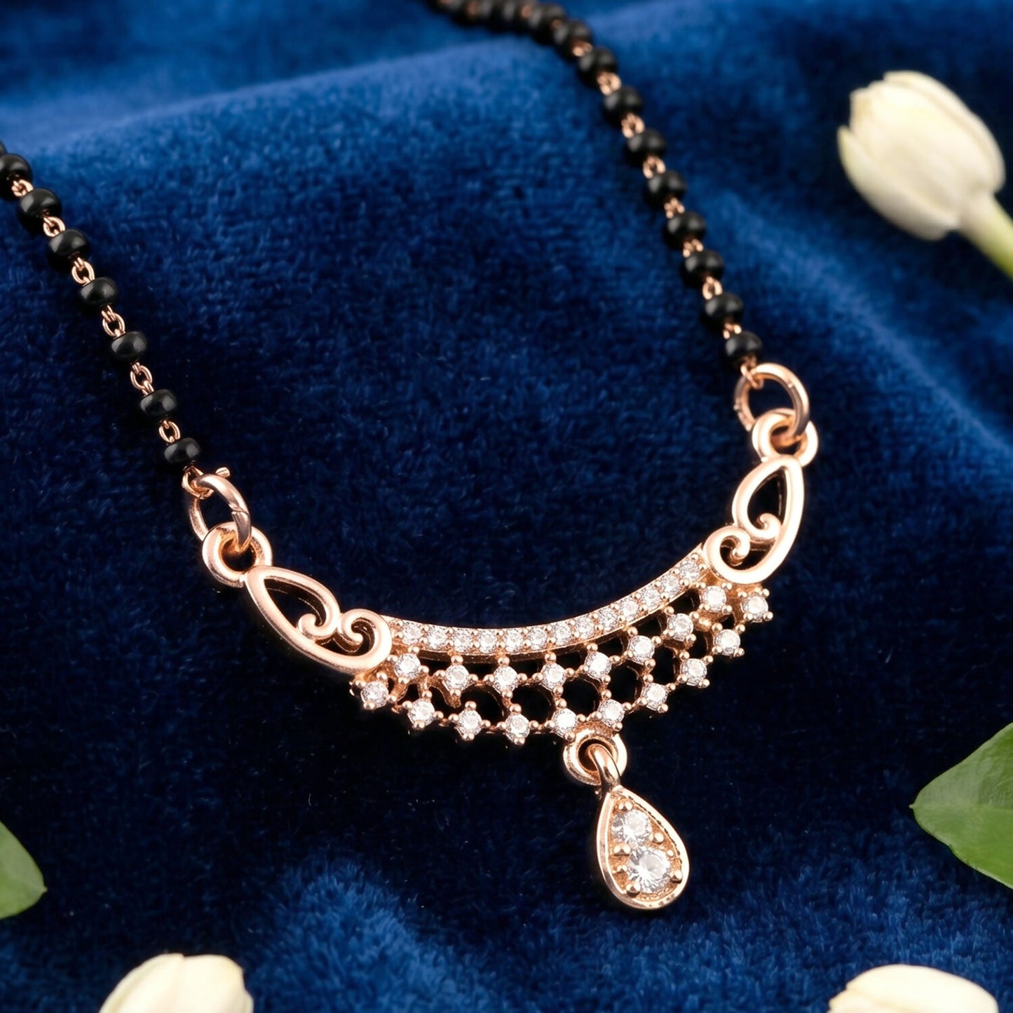 Premium Drop Pendant Mangalsutra with Fine Stone Setting