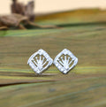 Rhodium Plated Crown Stud Earrings – Anti-Tarnish Daily Wear