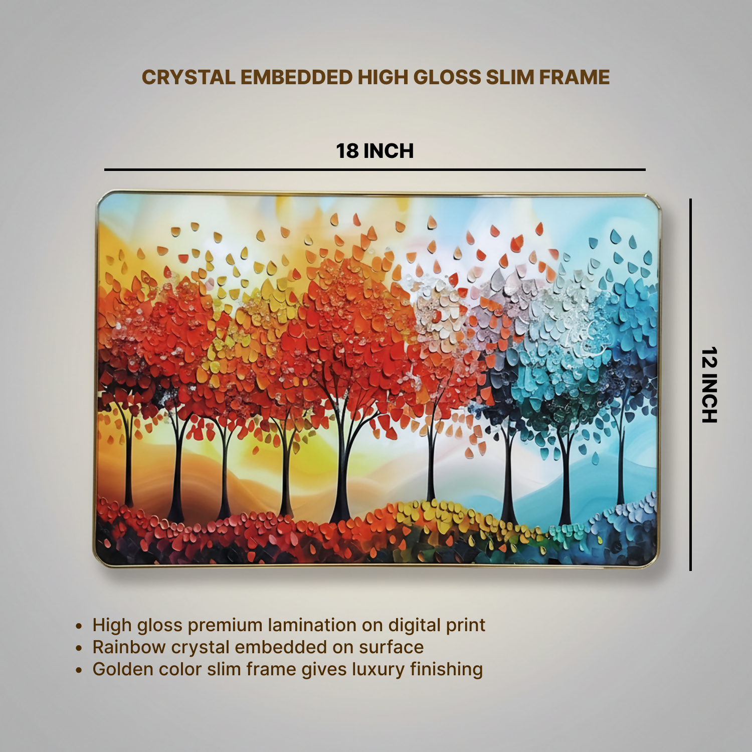 Luxury 3D Tree Wall Art Frame with Gem Design Home Decor