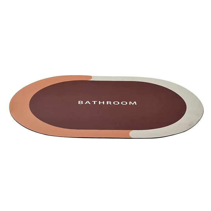 Premium Oval Anti-Slip Bathroom Floor Mat – Super Absorbent Quick Dry Soft Bath Rug for Home, Hotel & Spa | Modern Minimal Design with Non-Slip Rubber Base & Water Absorbent Surface – Washable Bathroom Mat in Multicolor Shades