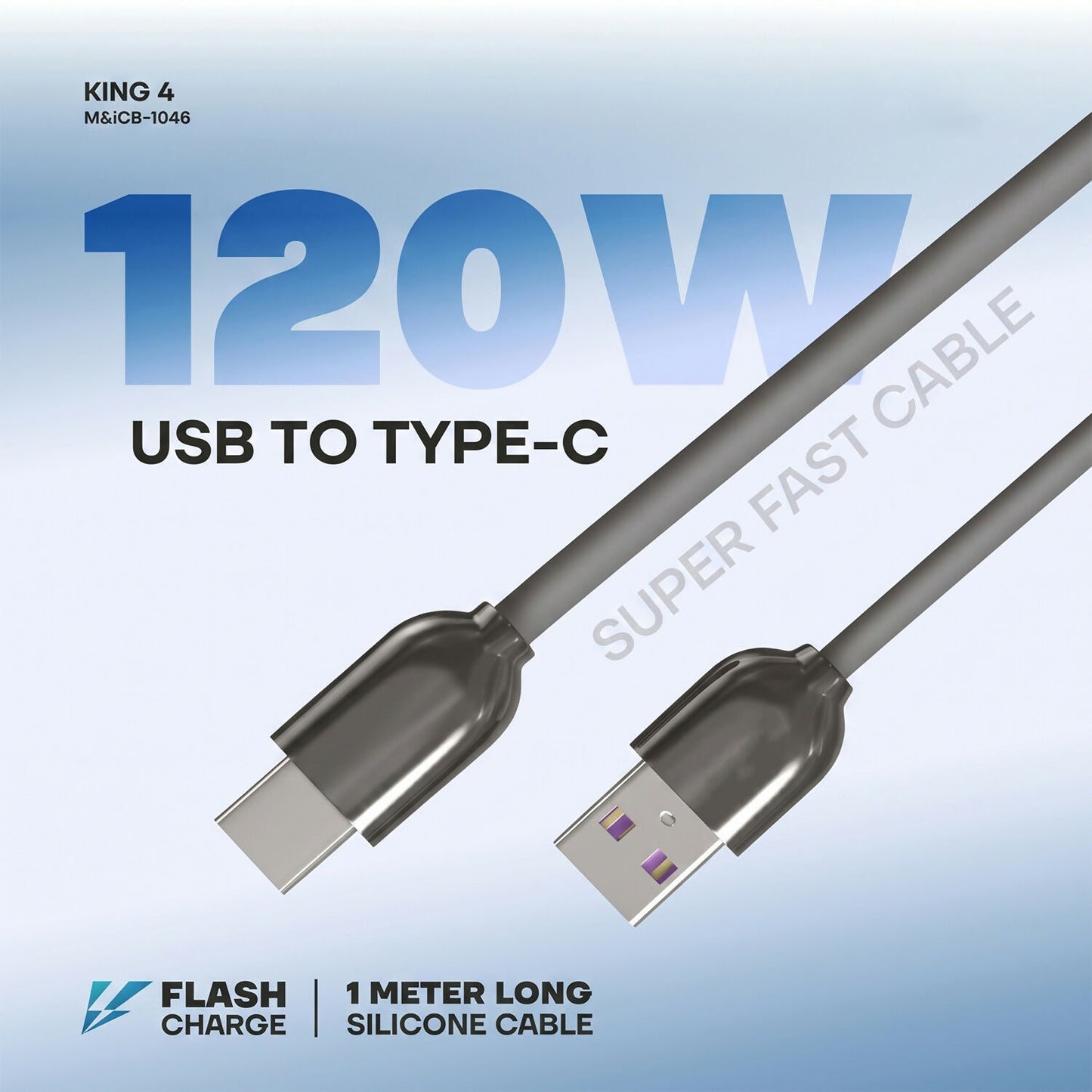 USB to Type C Charging Cable laid out