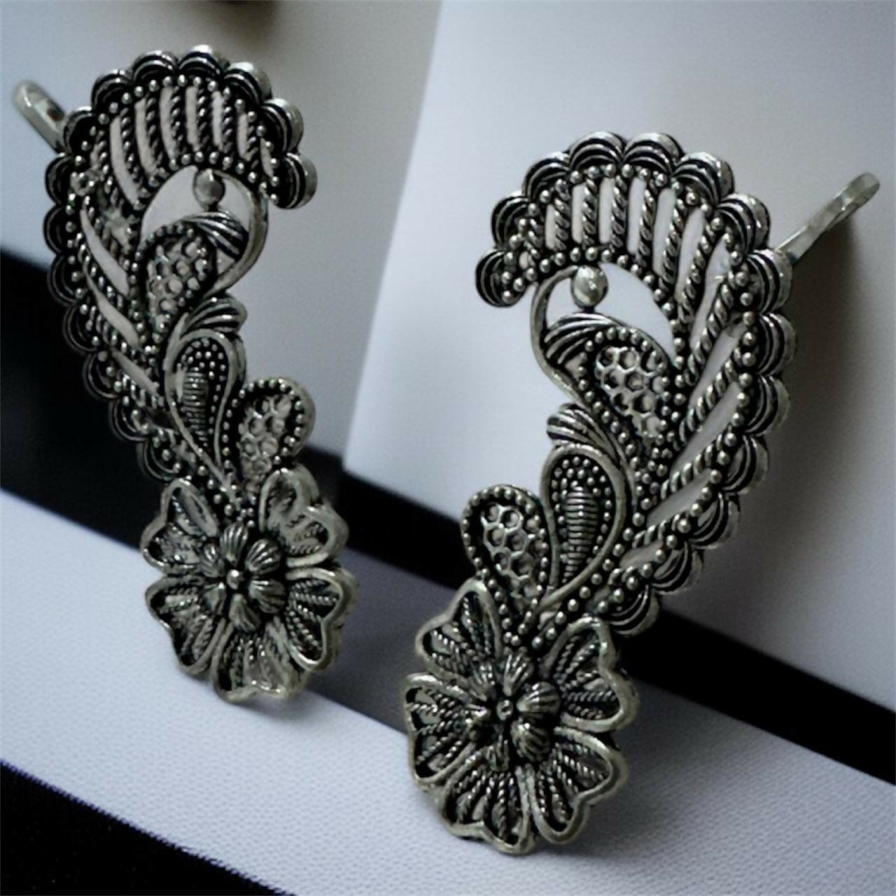 Stylish Oxidised Silver Ear Cuff Earrings for Women & Girls