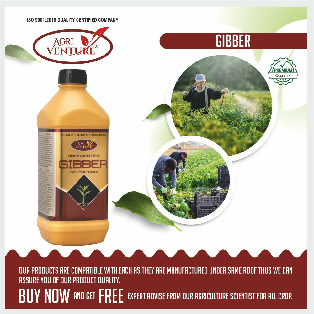 AgriVenture GIBBER ( Gibberellic Acid 0.001% SL ) PGR - Plant Growth Regulator (500 Ml, 1 Ltr.)
